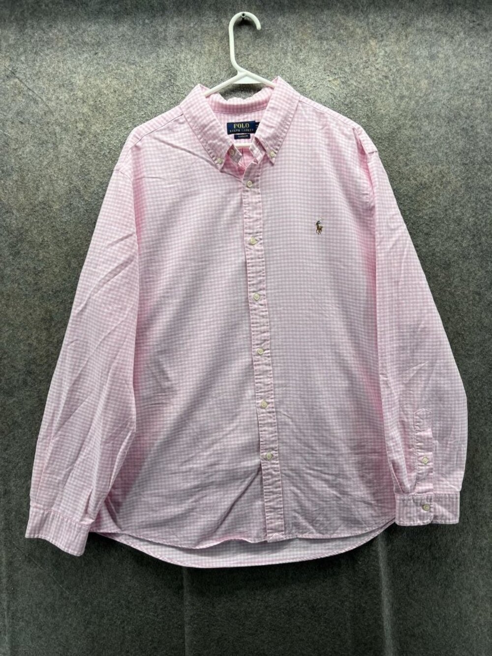 Polo Ralph Lauren Shirt Men 2XL Pink Check Button Down Classic Fit Oxford OCBD